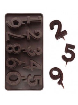 Molde Para Chocolate De Silicón Vela De Números Con Base