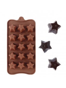 Molde Para Chocolate De Silicón Estrellas 15 Cav 23x11cm
